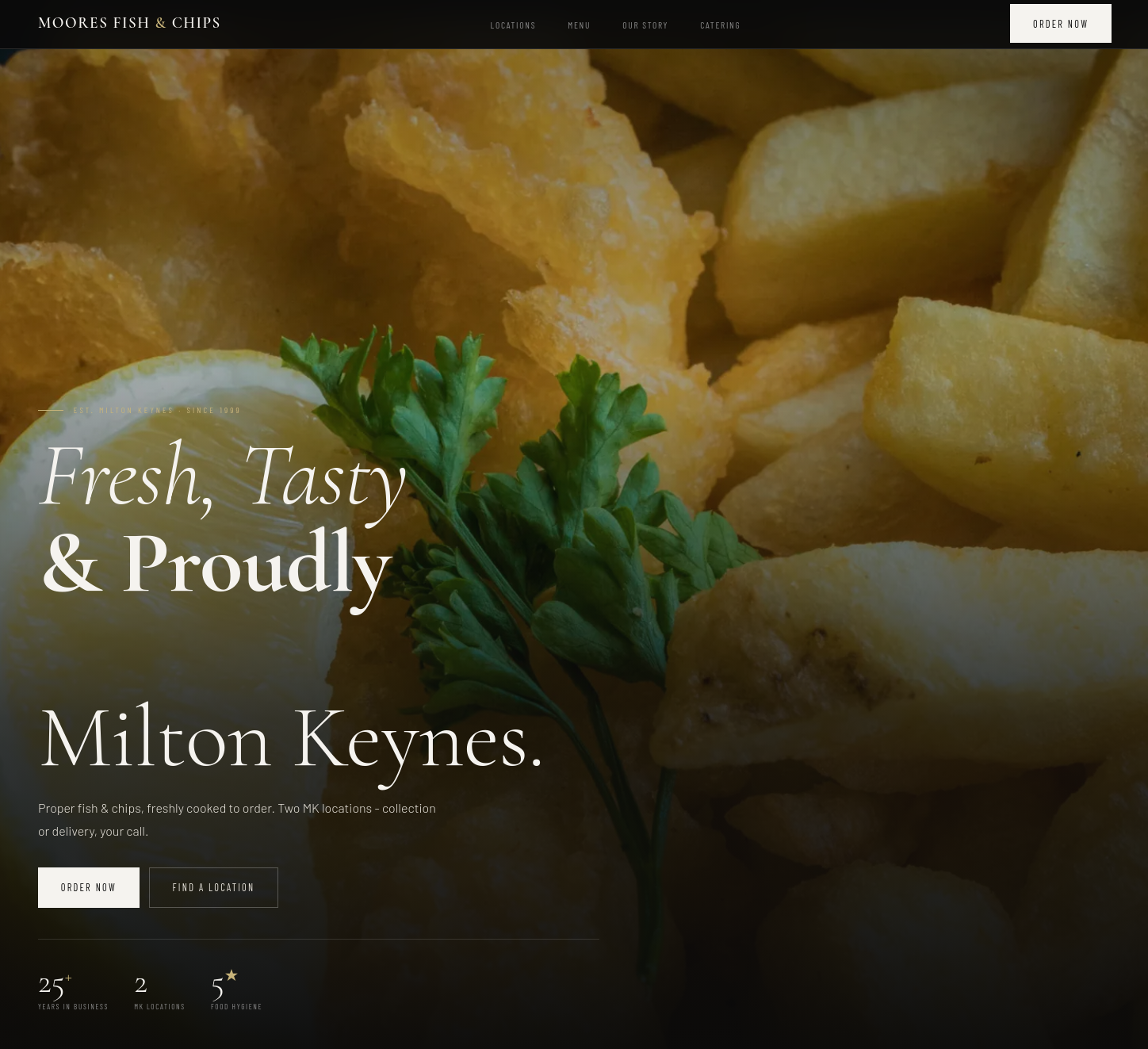 Moores Fish and Chips website, built and managed by Keep